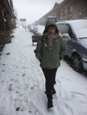 Mary in the snow in Andorra